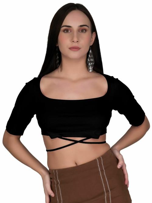 AD2CART A4354 Women Wide TV Oval Neck Elbow Sleeve Stylish Crop Top for Women
