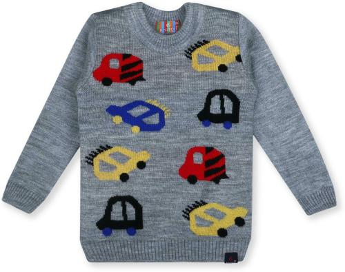 Knitco Baby Boys and Baby Girls Grey Printed Pure Cotton Sweater