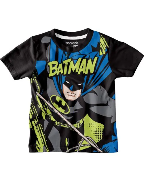 BonKids Boys Black Cartoon 100% Cotton T-shirt