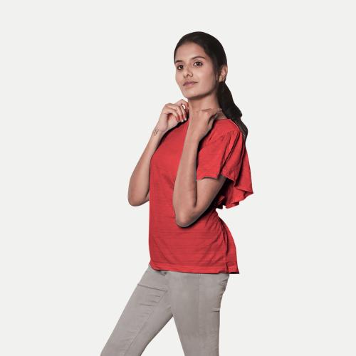 Rad Prix Women Solid Casual Top - Rust Colour