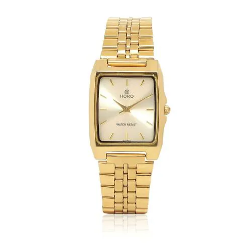 Horo Gold Plated Wrist Watch Analog Water Resistant (3.6x2.8cm)
