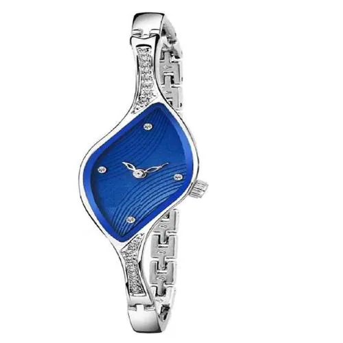 Crispy Analog Blue Dial White Strap Watch For Women and Girls