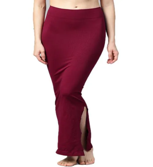 Tkeshto Maroon Solid Cotton Lycra Pack Of 1 Saree Shapewear