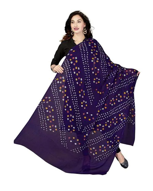 RANI SAAHIBA Women's Cotton Bandhani Dupatta (SKRDD1499_Violet)