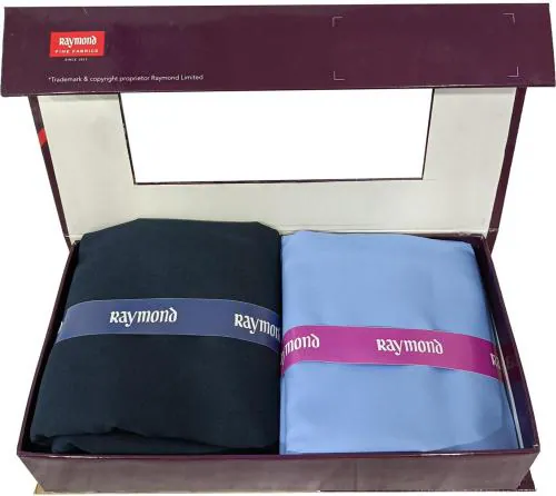 Raymond Men Blue Solid Cotton Shirt And Trouser Fabric