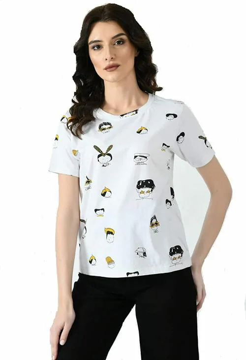 STALLIORE is Beautiful Cotton Round Neck Half Sleeves Printed T Shirt Fashion Short Sleeve Tee Shirt for Women and Girls