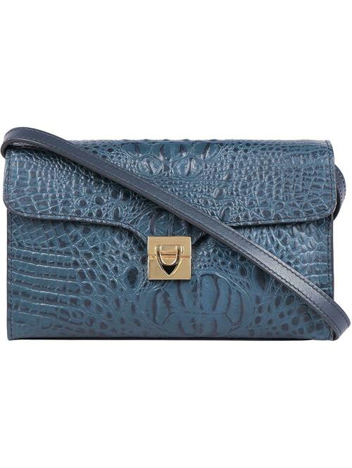 Hidesign Women Blue Genuine Leather Sling Bag