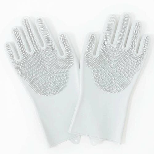 Kuber Industries Grey Silicone Gloves For Kitchen Cleaning, Pet Grooming And Gardening