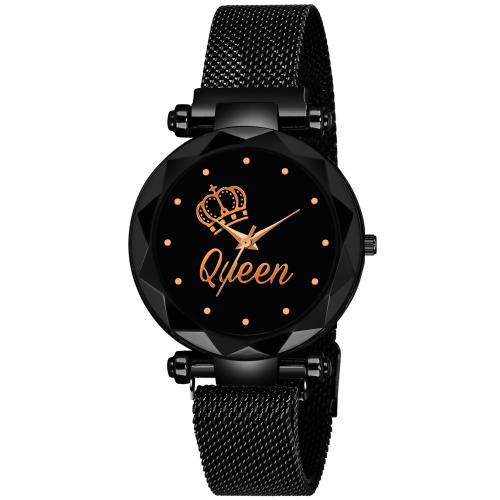 QM215-TAJ Queen Dial Black Magnetic Strap Analog Watch - For Girls