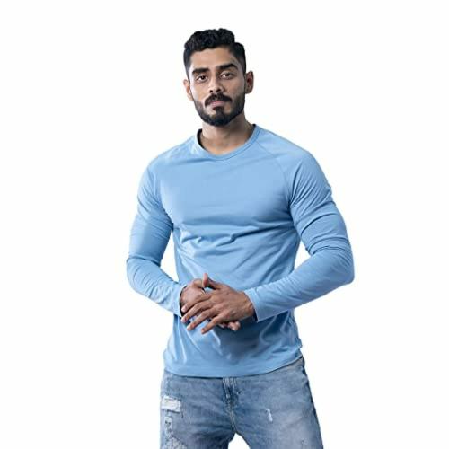 NASH Men Light Blue Solid Cotton T-Shirt - 5XL