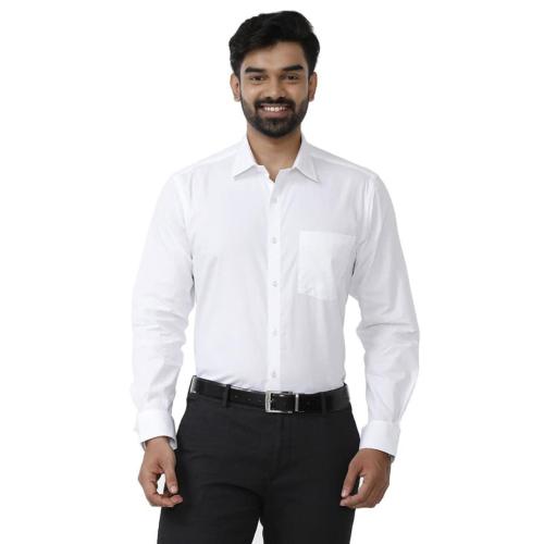 UATHAYAM Arrow Cotton Full Sleeve Solid Regular Fit White Formal Shirt for Men (Pack of 1)