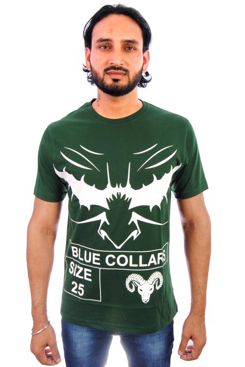 blue collars Men Printed Round Neck Green TShirt JioMart