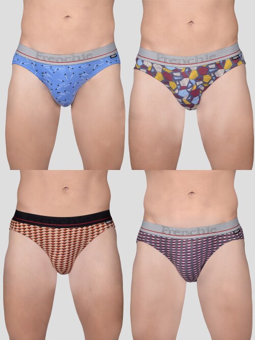 VIP FRENCHIE DESIGNER OUTER ELASTIC PRINTED BRIEF PACK OF 4