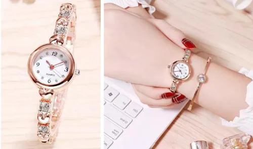 Acnos Brand Exclusive Silver Diamond Studded Rose Gold Exclusive Silver Diamond Studded Rose Gold Bracelet Chain Girls Watch For Women Analog Watch For Girls