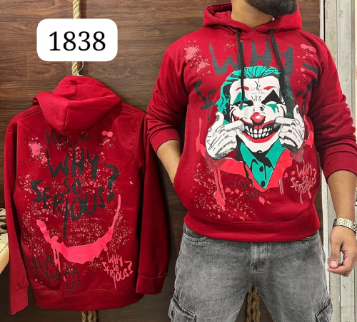 Mitansh Fashion House Russian Fleece Hoodies Front-Back Print Workdies ||Size-XL ||color - Red