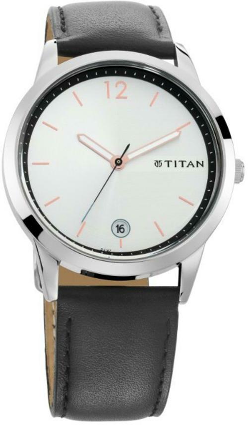 Titan White Dial Black Strap Analog Watch For Men - (1806SL01)