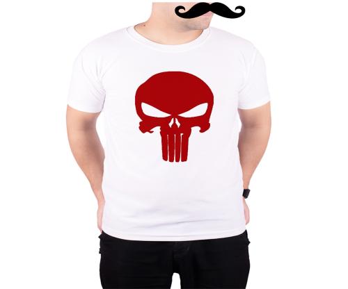 Mooch Wale The Punisher Logo Red White Quick-Dri T-shirt For Men - White, S