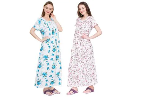 SDGP Cotton Printed Full Length Women's Nightwear & Night Gown/ Nighty /Maxi-102