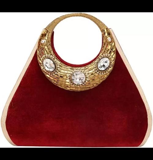 PURSEO Party Women's/Girls Clutch Bag Purse Handbag Wedding Bridal Gathering Functions ( Maroon)