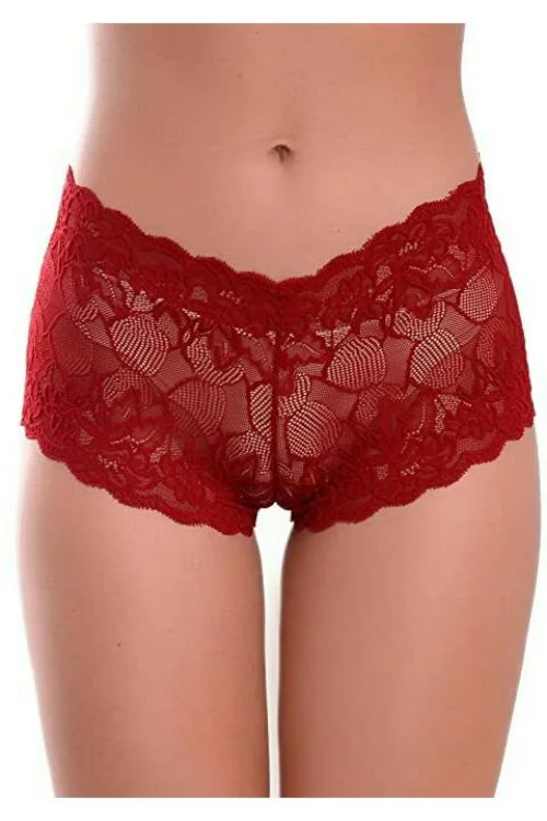Namelix art Women Red Net Boy Short Panty (Free)