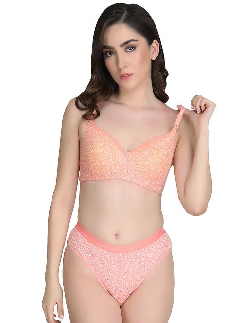 PIBU Trendy Style Orange Bra Panty Set For Women Lingerie Set Pack of 1