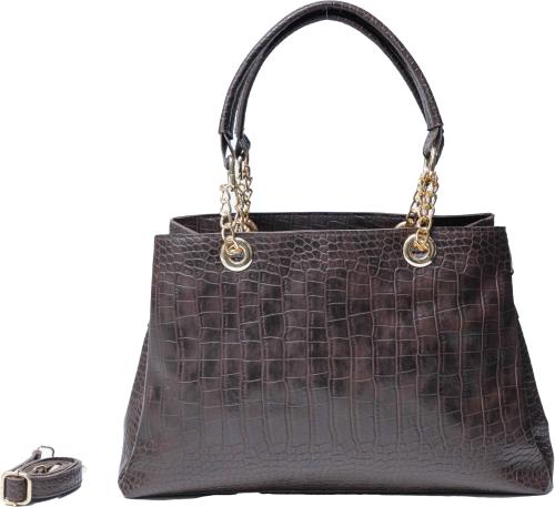 DONICY Brown Synthetic Leather Handbag 7 L