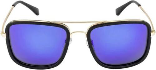 PIRASO UV Protection Retro Square Full Frame Blue Sunglasses (Men and Women) - M