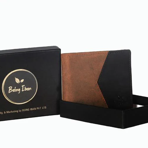 BEING IBAN Real Leather Wallet for Men Slim with 8 Card Slots Men's RFID Wallet Pocket Money Wallet_Black & Tan