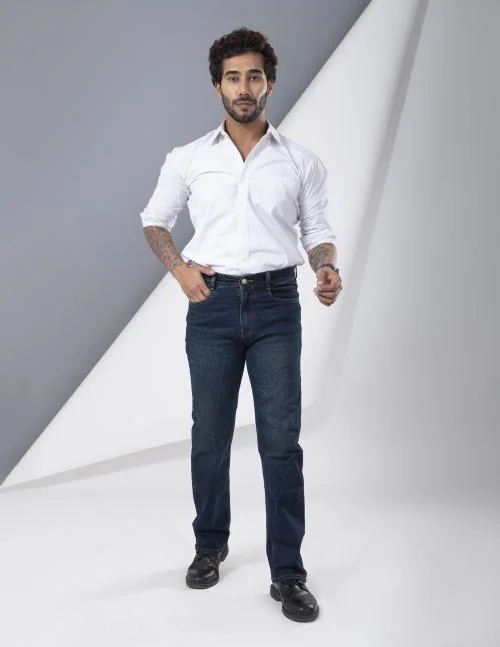 FORGIVE Boot Cut Style Men's/Boys Denim Jeans | Perfect for Casual Wear (Mid Blue-32)