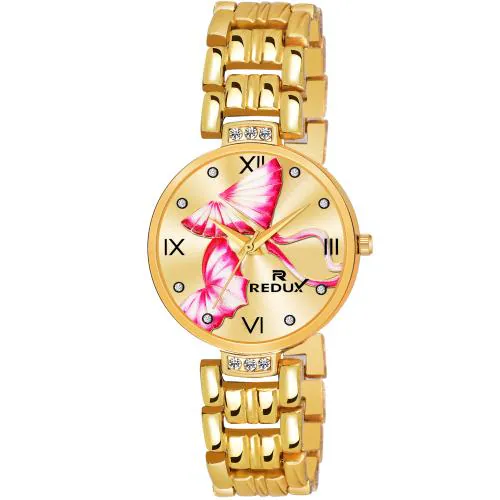 Redux GW-205 Golden Dial Analogue Watch for Women's & Girl's