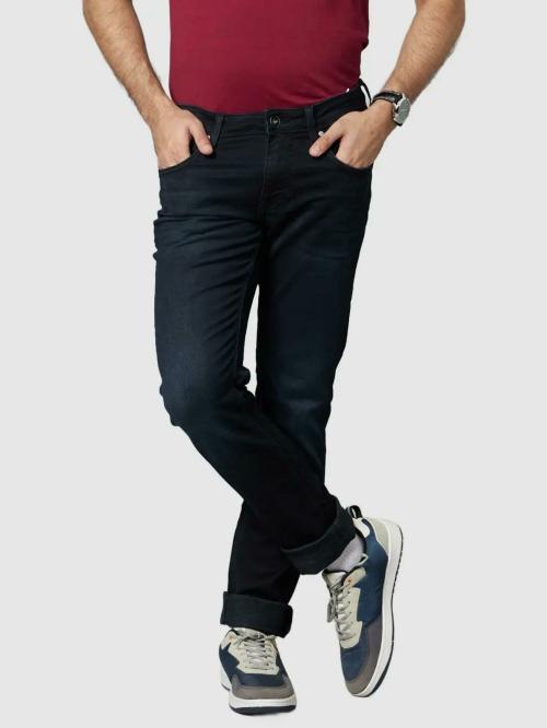 Celio Mens Navy Solid Knit Denim Jeans