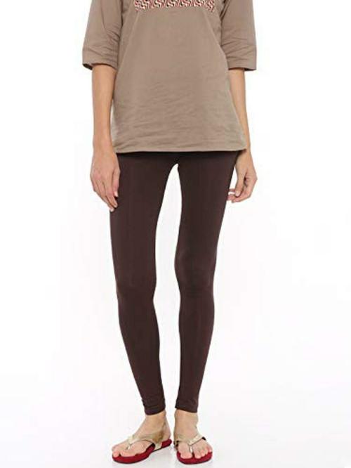 De Moza Women Brown Solid Cotton Leggings L JioMart