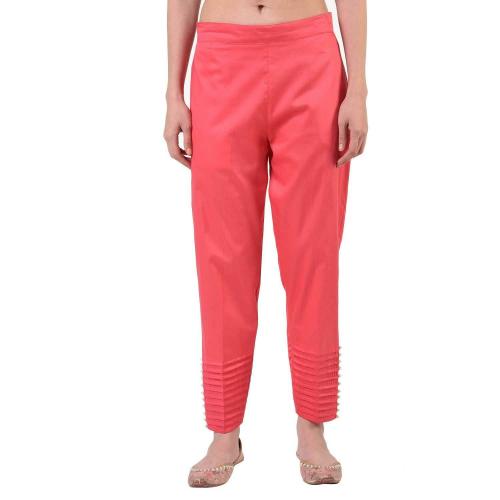 Floreos Women's Regular Fit Cotton Pearl Design Bottom Pants/Trousers | Crimsom, 36 Crimson