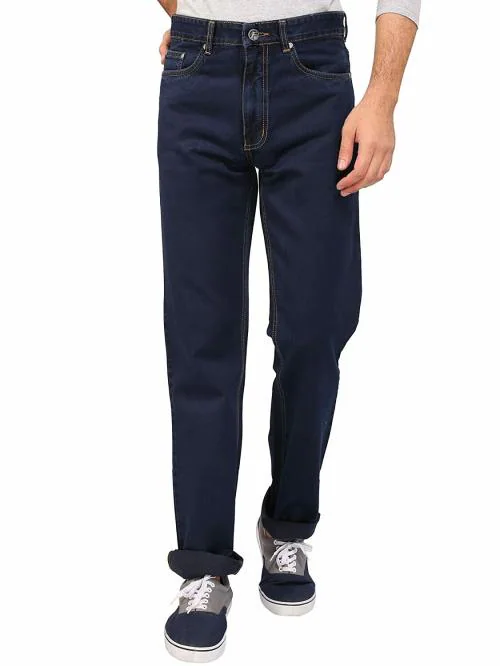 FLAGS Mens Carbon Blue Cotton Regular Fit Jeans