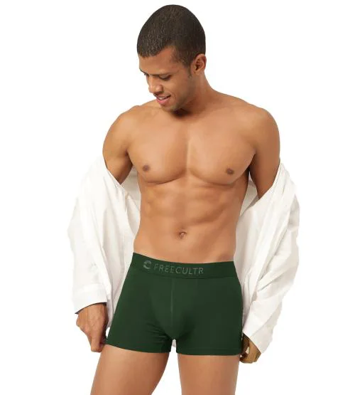 FREECULTR Men's Green Solid Pure Modal Trunks