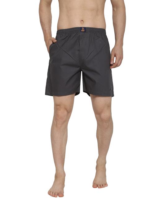 Mischeif Monkey Cotton Boxer Shorts Dark Grey Colour with 2 Side Pockets