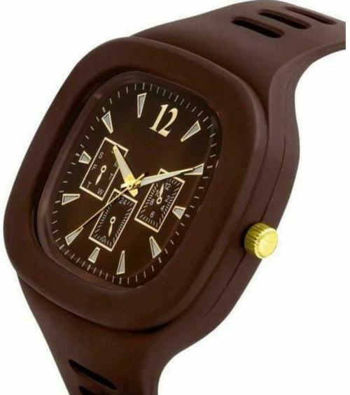 Miss Perfect Square New Look Wrist Analog Watch Brown Dial Red Strap for Men