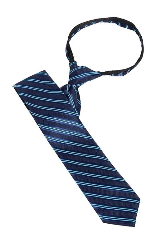 Leonardi Men Navy Blue Microfiber Zipper Tie