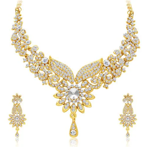 Sukkhi Fabulous Gold Plated Austrian Diamond Choker Necklace Set For Women