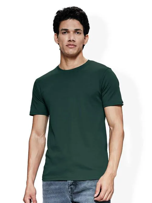 Buy The Souled Store Men Dark Green Solid Supima Cotton TShirts Online