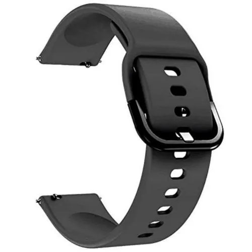 Sacriti Soft Silicone Buckle Strap Compatible with All 22 mm Watches (Black)