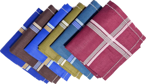 DIKHAWA Pack of 6 Men's 100% Cotton Handkerchiefs/Hankies/Rumal, Dark Colour Mix, Large Size