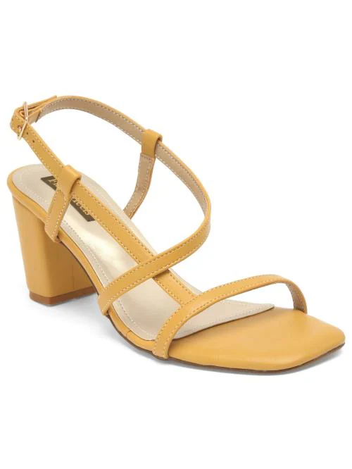 block heel yellow sandals