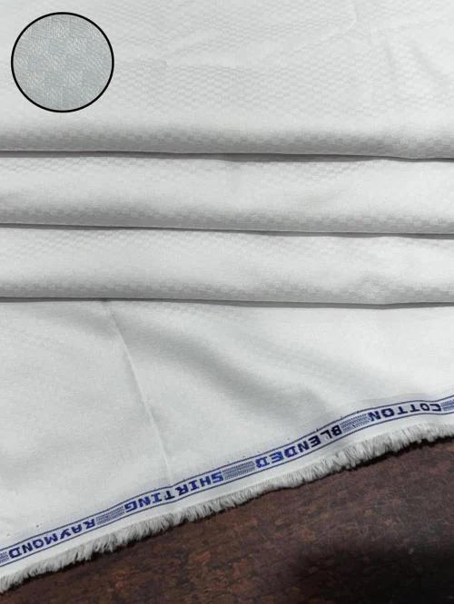 Raymond Self Design Cotton Blended White Shirt Fabric in Box Packing (Shirt-1.60 m Width - 1.47 m) Artic21