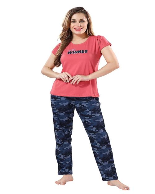 NIGHT VIEW Women's Cotton All Over Print Night Suit Pack of 1