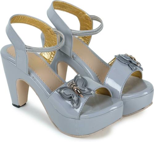Chitkara Trendy Grey Heels For Women