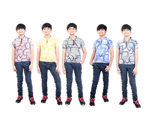 DSP Trends Boys Printed Cotton Blend T Shirt  (Multicolor, Pack of 5)
