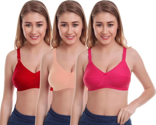 Buy Alishan Multicolor Cotton Blend T-Shirt Non Padded Bra - 38D (pack of  3) Online at Best Prices in India - JioMart.