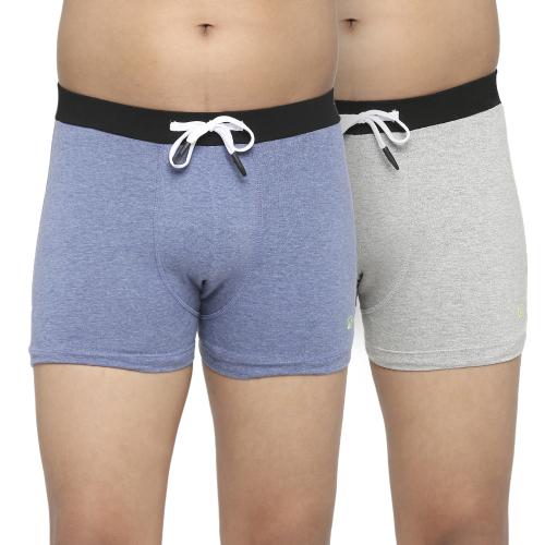 Frenchie U19 Cotton Trunk Underwear for Boys | Daily Wear Underwear for Teenage Boys | Cotton Shorts for Teenagers | Boys Brief | Comfortable Underpants, Hipsters Knickers For Boys Pack of 2 (Light Grey & Blue)