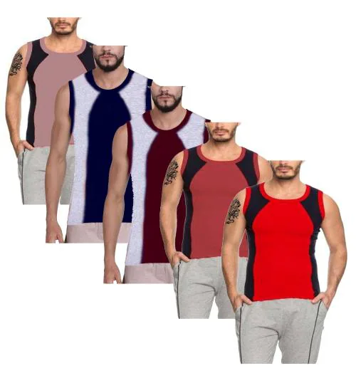 VEE SAA MENS RNS GYM VEST (PACK OF 5)_L